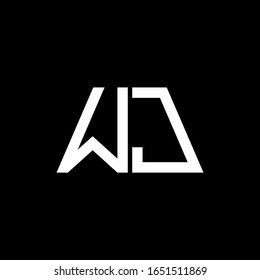 Monograma abstracto del logotipo WJ aislado en fondo negro