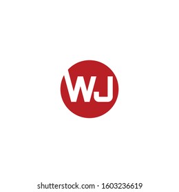 wj logo font with circle shape, free vector