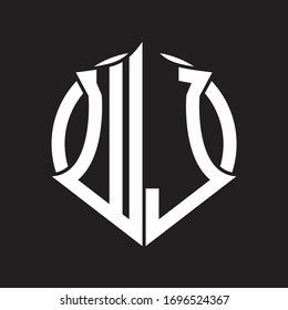 Monograma del logotipo WJ con emblema y plantilla de diseño redondeado en círculo