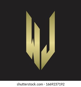 WJ Logo monogram with emblem style isolated with gold colors