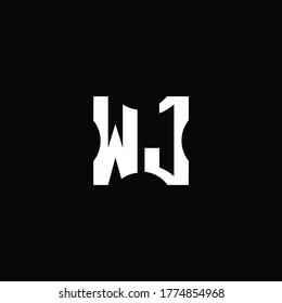 WJ Logo monogram with pieces cut elements design template