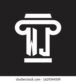 WJ Logo monogram with pillar style design template