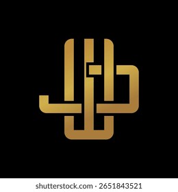 WJ monogram logo in gold on black background with geometric symmetry. Perfect for luxury branding, corporate identity, and premium business logos.