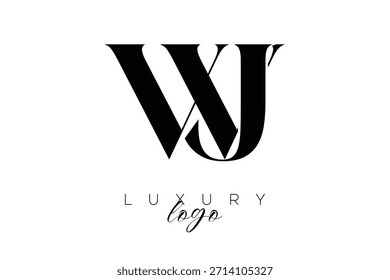 WJ Serif Letter Monogram Typography Logo para una identidad de marca elegante de Premium