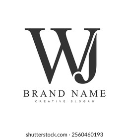 WJ trendy logotype template. Initial letter w and j classic font style. Creative logo for company name or identity. Vector illustration.