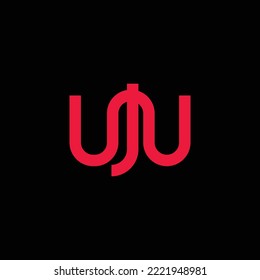 WJ or UJU monogram vector logo. A logo made from red colored thin line. Logo for event, business, company, brand, and product.