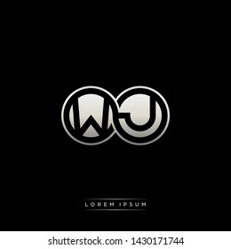 WJ W J initial letter linked circle capital monogram logo modern template silver color edition