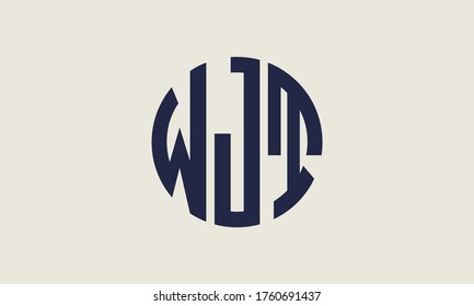 WJT Circle Emblem Abstract Monogram Letter Mark Vector Logo Template
