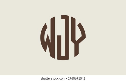 Plantilla de logotipo de marca vectorial de la letra monográfica de WJY Circle Emblem Resumen