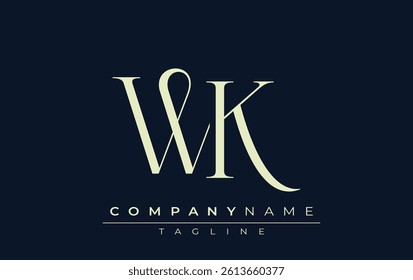 WK abstract Logo. Elegantly Designed Minimalist Monogram Logo with Stylish Lettering. Sophisticated and sleek minimalist monogram showcasing unique lettering design.