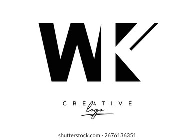 WK Creative Minimalist Negative Space Latter Logo mit modernem Monogramm für Branding und Business Lettermark Logo mit Initial Letters Logo Design für Branding.