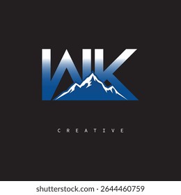 WK Creative Mountain Logo Bold Gradient Letter mark Branding Design for Business Outdoor Brands