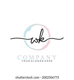 WK handwritten initial logo vector logo template with brush
