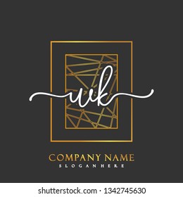 WK Initial Handwriting logo template vector