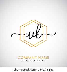 WK Initial Handwriting logo template vector