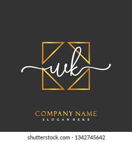 WK Initial Handwriting logo template vector