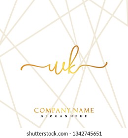 WK Initial Handwriting logo template vector
