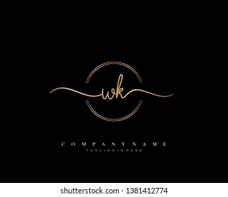 WK initial handwriting logo template vector