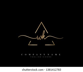 WK initial handwriting logo template vector