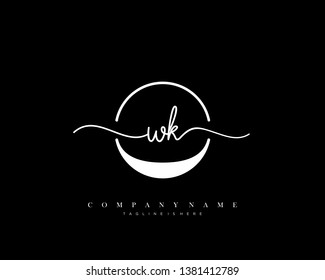 WK initial handwriting logo template vector
