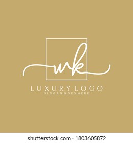 WK Initial handwriting logo template vector