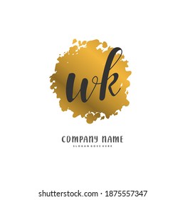 WK Initial handwriting and signature logo design with circle. Beautiful design handwritten logo for fashion, team, wedding, luxury logo.