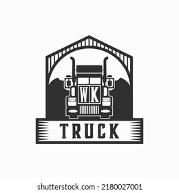 WK Initial Letter Truck Logo Design Simple Stock Vector