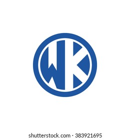 WK initial letters circle business logo blue