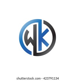 WK initial letters looping linked circle logo blue black