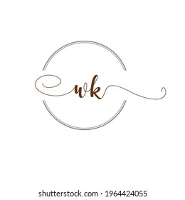 WK Initial Logo Handwriting template letter illustration
