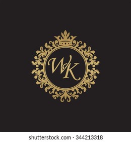 WK initial luxury ornament monogram logo