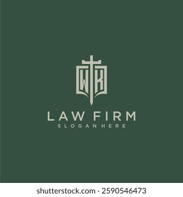WK initial monogram for law firm with sword and shield logo image