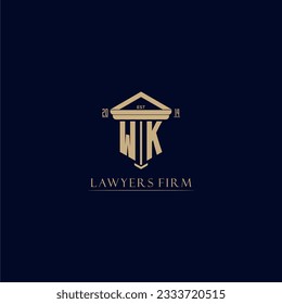 WK initial monogram lawfirm logo with pillar design