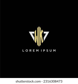 WK initial monogram logo for shape triangle creative design