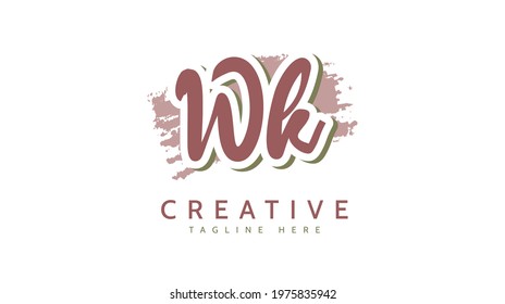 WK Initials, handwriting logo vector