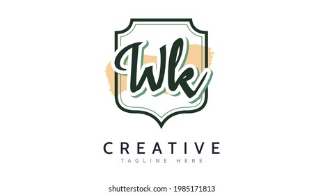 WK Initials, handwriting logo vector