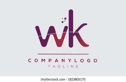 WK initials monogram letter text alphabet logo design