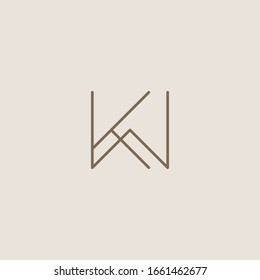 WK or KW monogram logo in geometric thin line form.