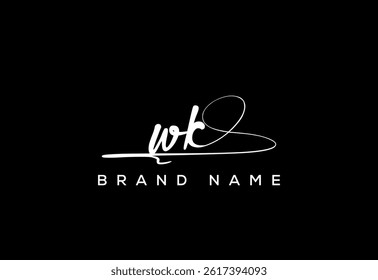 WK letter beauty handwriting vector logo. 