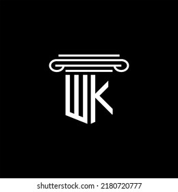 Diseño creativo del logotipo de la letra WK con gráfico vectorial