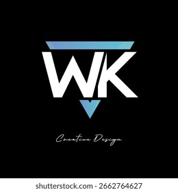WK Letter Logo in Triangle -Modern Gradient Monogram for Branding and Identity Design
