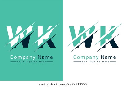 Elementos de plantilla de diseño de vectores de logotipos de letras WK