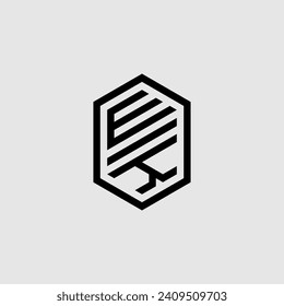 WK line geometric monogram with high quality professional design that will print well