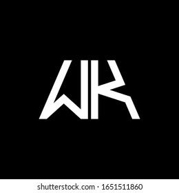 WK logo abstract monogram isolated on black background