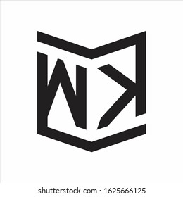 WK Logo Emblem Monogram With Shield Style Design Template Isolated On white Background