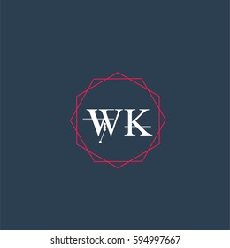 wk logo letter initial, Abstract Polygonal Background Logo, design for Corporate Business Identity,flat icon, Alphabet letter