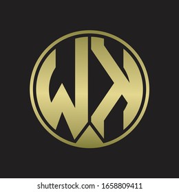 WK Logo monogram circle with piece ribbon style on gold colors