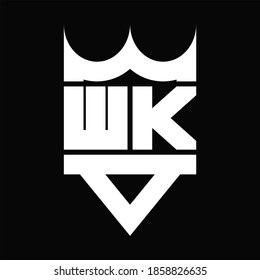 WK Logo monogram with crown shape isolated on Black background