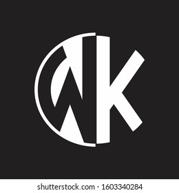WK Logo monogram with Negative space style design tempate