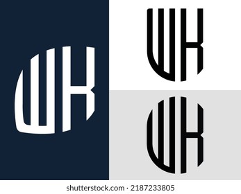 Paquete vectorial de diseño de logotipo de letras iniciales de WK moderno. Será adecuado para qué empresa o nombre de marca inician esas iniciales.